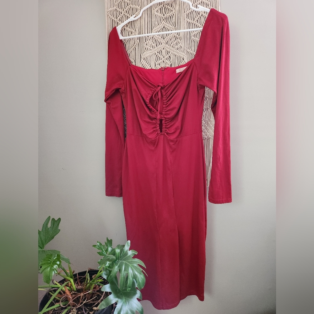 HUTCH soft cut-out red dress
